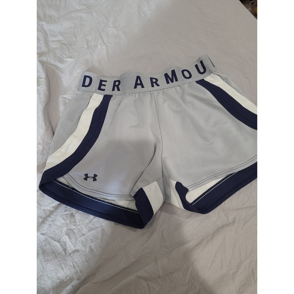 Under Armour Heat Gear Women SZ XS athletic shorts running workout gym gray blue